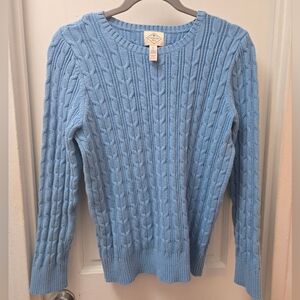 ST JOHN'S BAY Cable Knit Blue Crewneck Long Sleeve Sweater PL Large